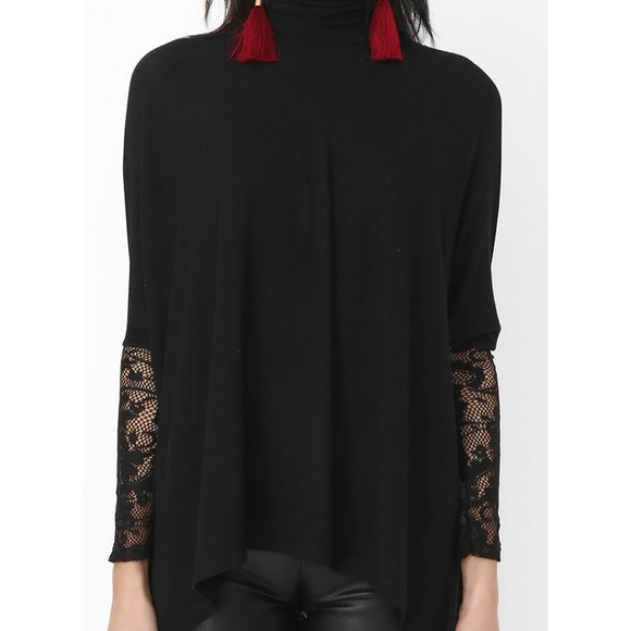 Bambina Mia - Black Lace - Sleeve Dolman Top - Picture 3 of 4